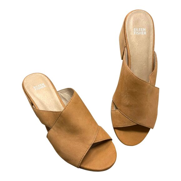 Eileen Fisher Haven Sandy Brown Tumbled Nubuck Slide - Picture 10 of 10